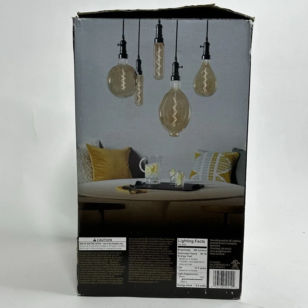 GE Vintage Style Amber Glass LED PS52 Dimmable 40w Medium Base Large Pear Tested